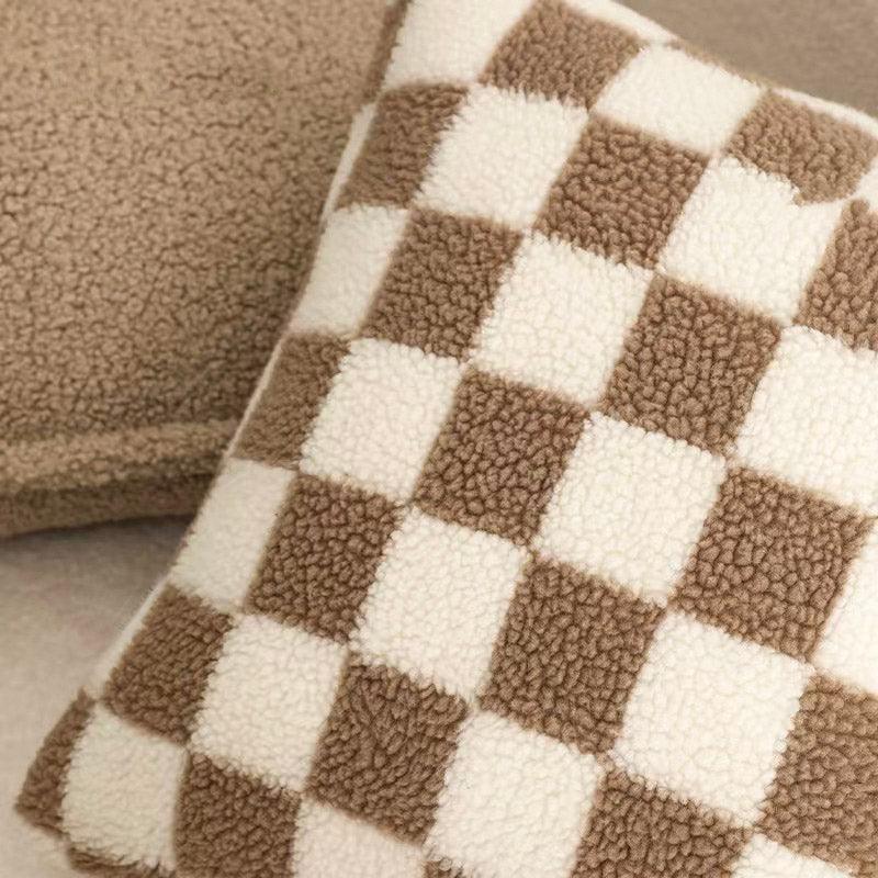 Soft Cotton Blend Checkered Cushion Cover for Warm and Stylish Home Decor
