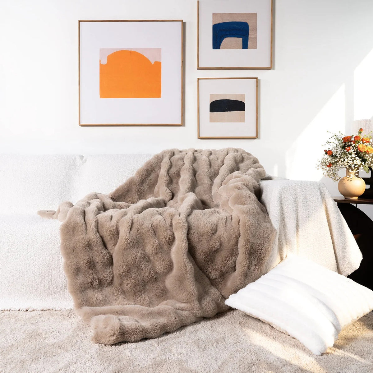 Soft Faux Fur Throw Blanket – Double-Lined Microfibre Blanket for Cosy Comfort