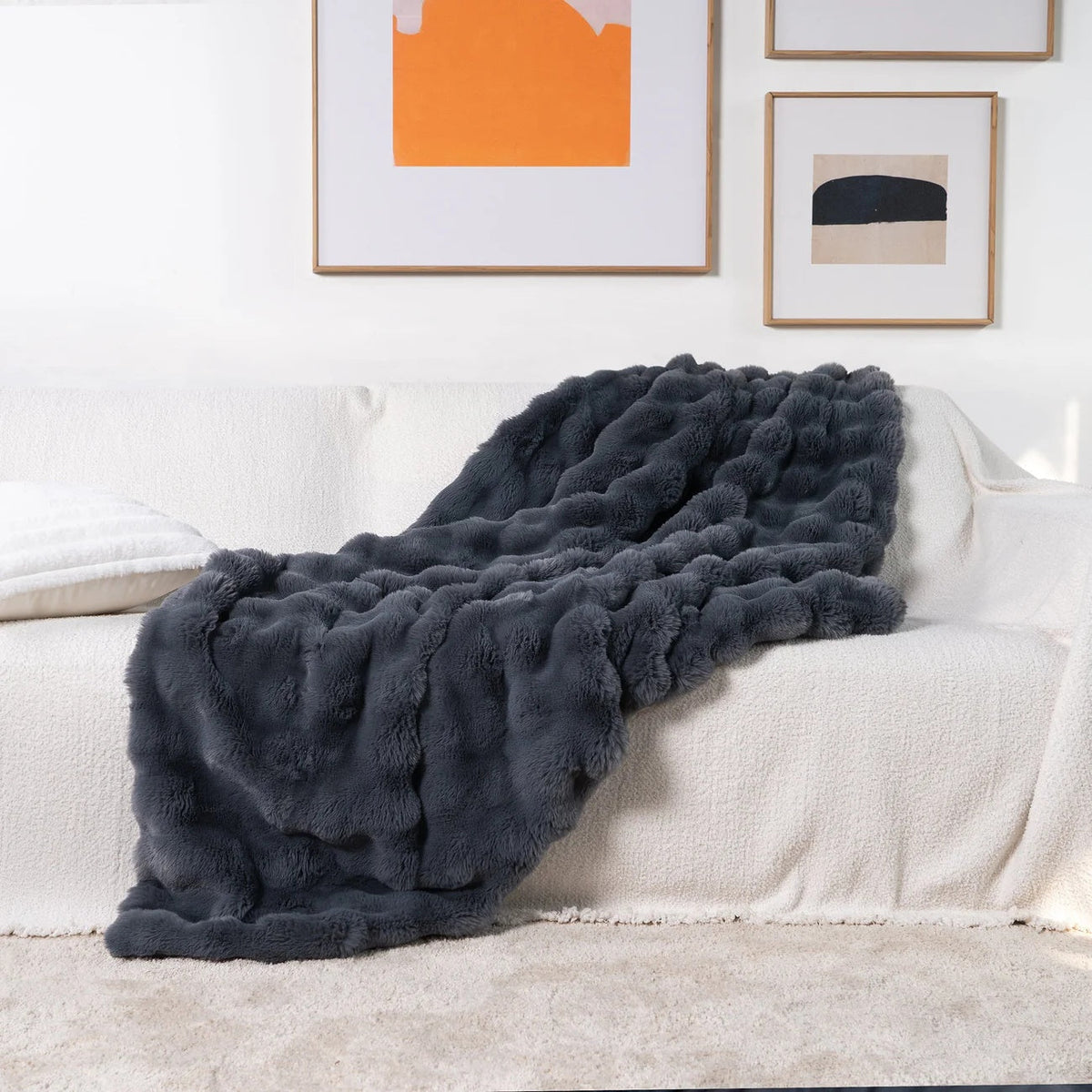 Soft Faux Fur Throw Blanket – Double-Lined Microfibre Blanket for Cosy Comfort