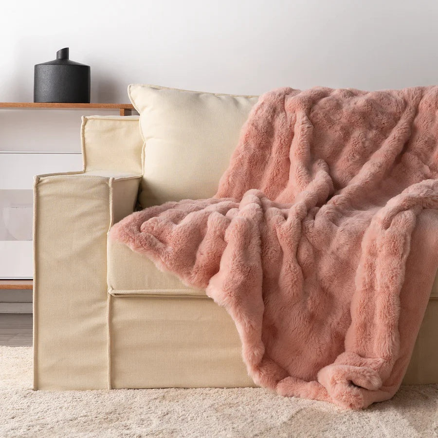 Soft Faux Fur Throw Blanket – Double-Lined Microfibre Blanket for Cosy Comfort