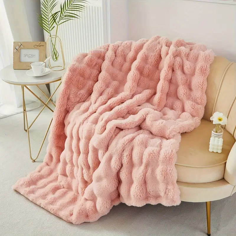 Soft Faux Fur Throw Blanket – Double-Lined Microfibre Blanket for Cosy Comfort