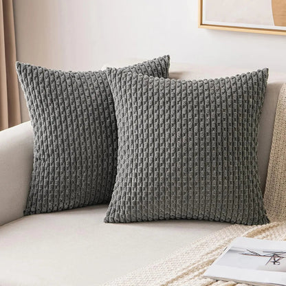 Soft Ribbed Velvet Decorative Pillow with Raised Texture for Sofa and Bed