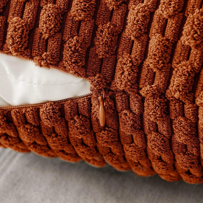 Soft Ribbed Velvet Decorative Pillow with Raised Texture for Sofa and Bed