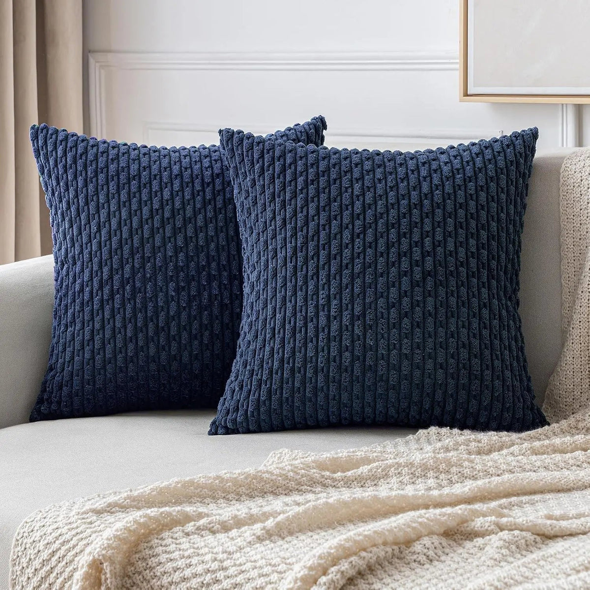 Soft Ribbed Velvet Decorative Pillow with Raised Texture for Sofa and Bed