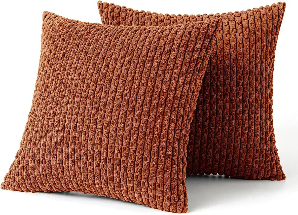 Soft Ribbed Velvet Decorative Pillow with Raised Texture for Sofa and Bed