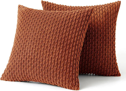 Soft Ribbed Velvet Decorative Pillow with Raised Texture for Sofa and Bed
