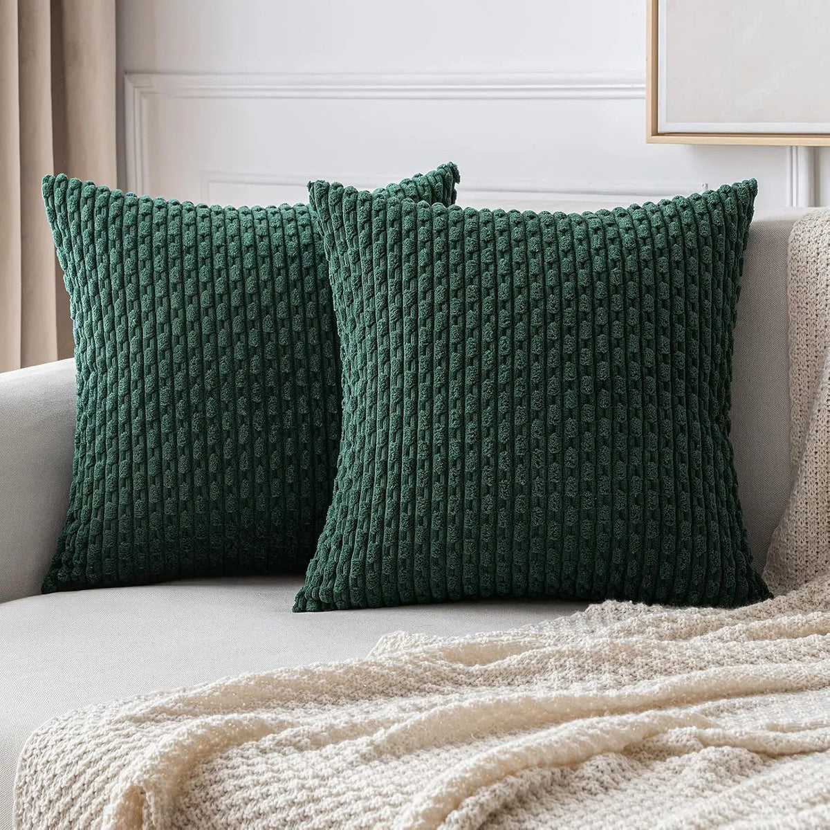 Soft Ribbed Velvet Decorative Pillow with Raised Texture for Sofa and Bed
