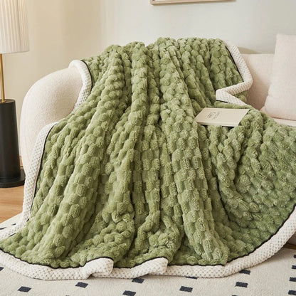 Soft Sherpa Fleece Blanket with Textured Bubble Design for Cosy Comfort