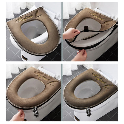 Soft Universal Toilet Seat Cover with Zipper and Handle