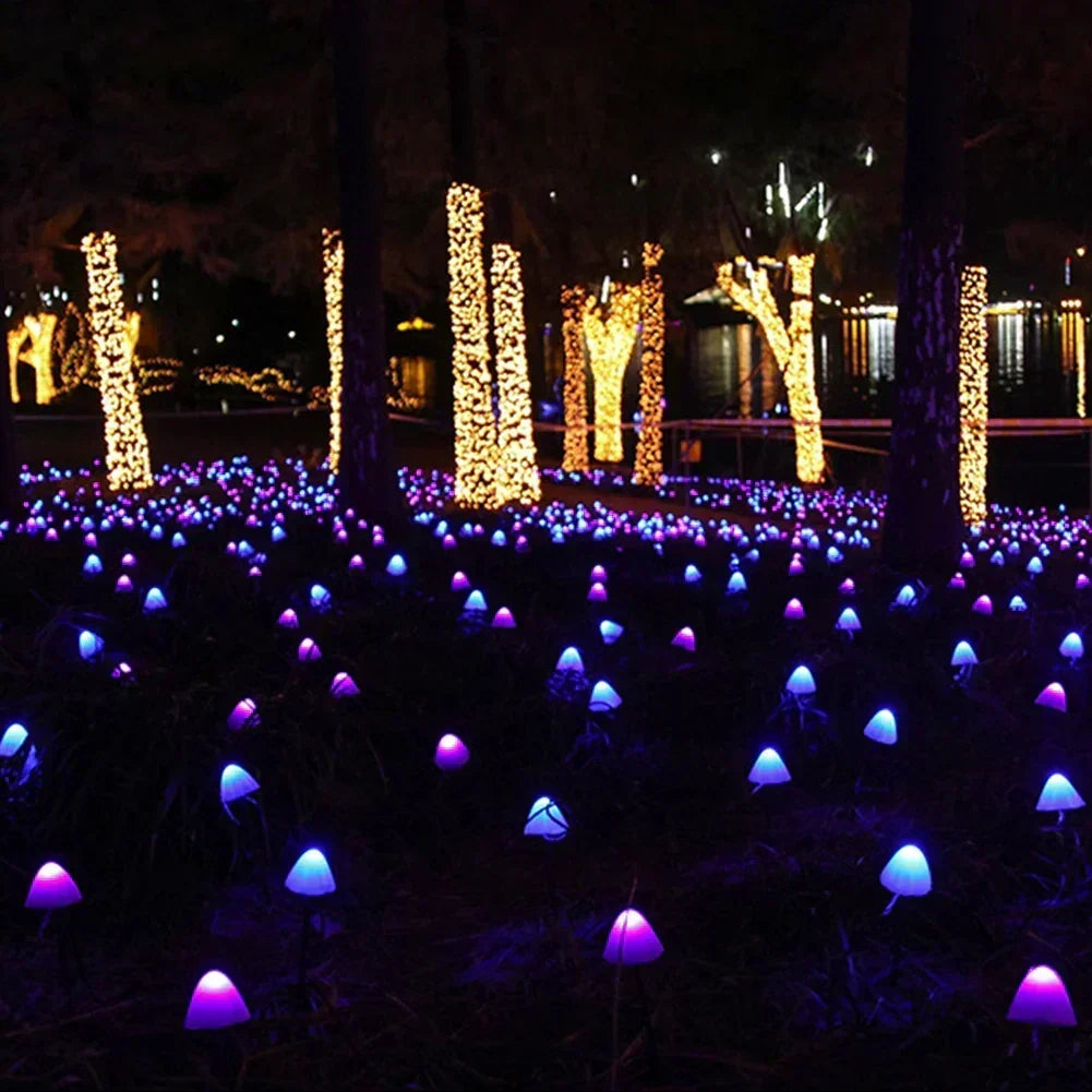 Solar LED Mushroom String Lights for Garden and Outdoor Spaces