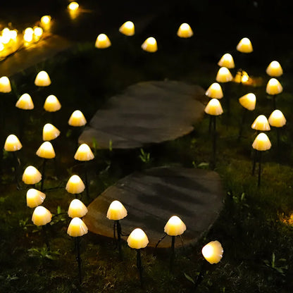 Solar LED Mushroom String Lights for Garden and Outdoor Spaces