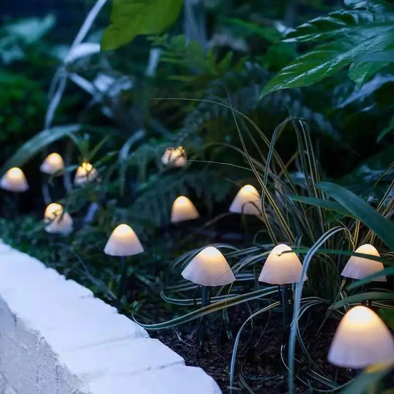 Solar LED Mushroom String Lights for Garden and Outdoor Spaces