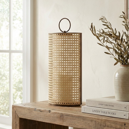 Solar Outdoor Lantern with Remote Control and Rattan Design