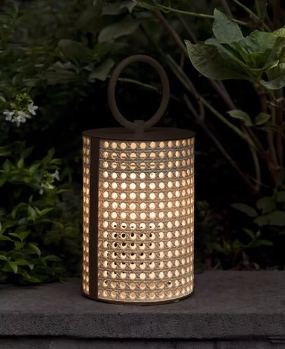 Solar Outdoor Lantern with Remote Control and Rattan Design