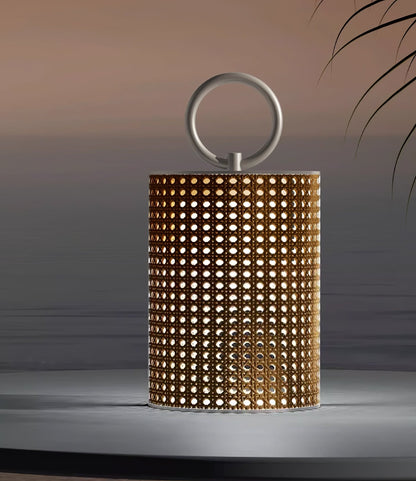 Solar Outdoor Lantern with Remote Control and Rattan Design