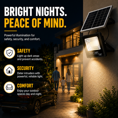 Solar Powered Outdoor LED Flood Light with Remote Control and Adjustable Mount