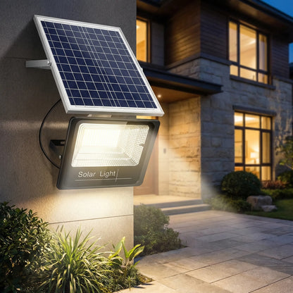 Solar Powered Outdoor LED Flood Light with Remote Control and Adjustable Mount