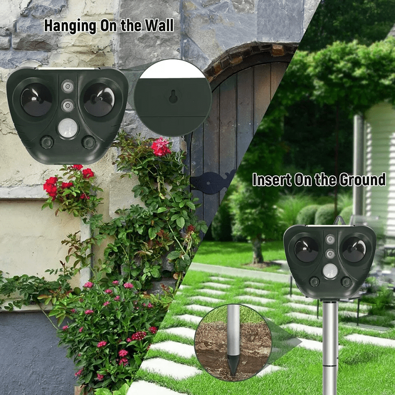 Solar Powered Ultrasonic Bird Repeller with Flashing LEDs and Adjustable Modes