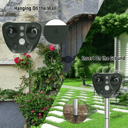Solar Powered Ultrasonic Bird Repeller with Flashing LEDs and Adjustable Modes