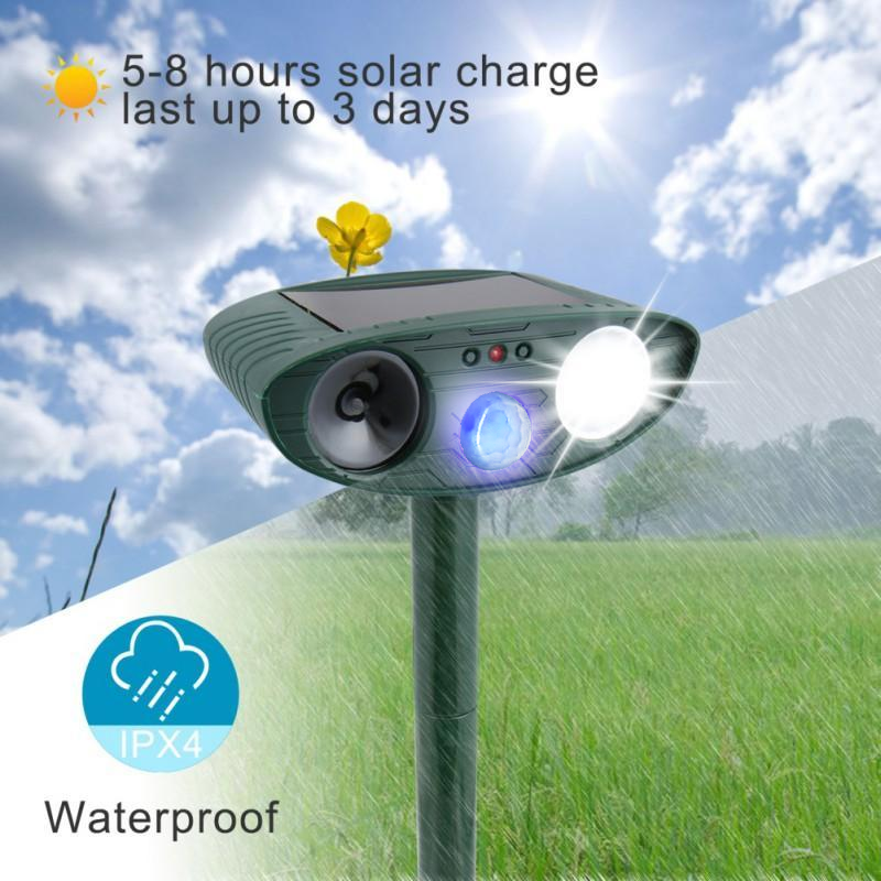 Solar Powered Ultrasonic Deer Repeller 4 Pack with Motion Detection
