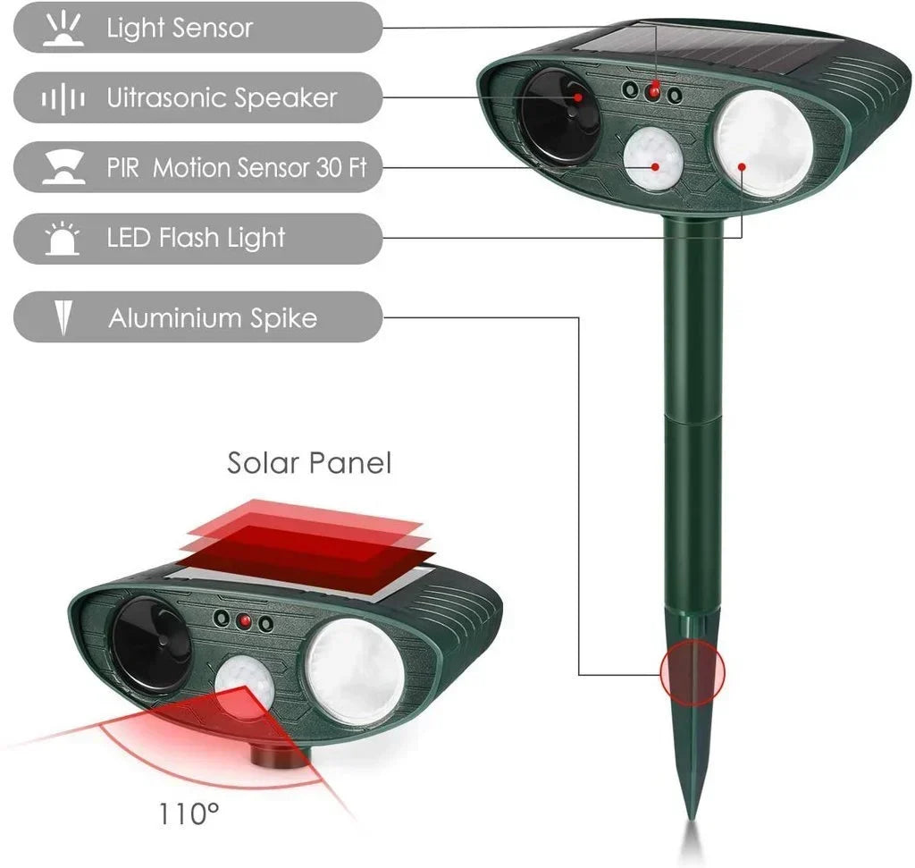 Solar Powered Ultrasonic Deer Repeller with Motion Sensor