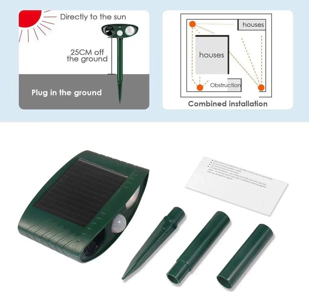 Solar Powered Ultrasonic Deer Repeller with Motion Sensor