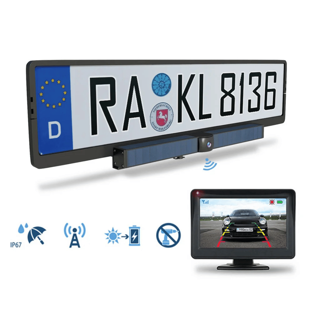 Solar-Powered Wireless HD Rearview Camera IP67