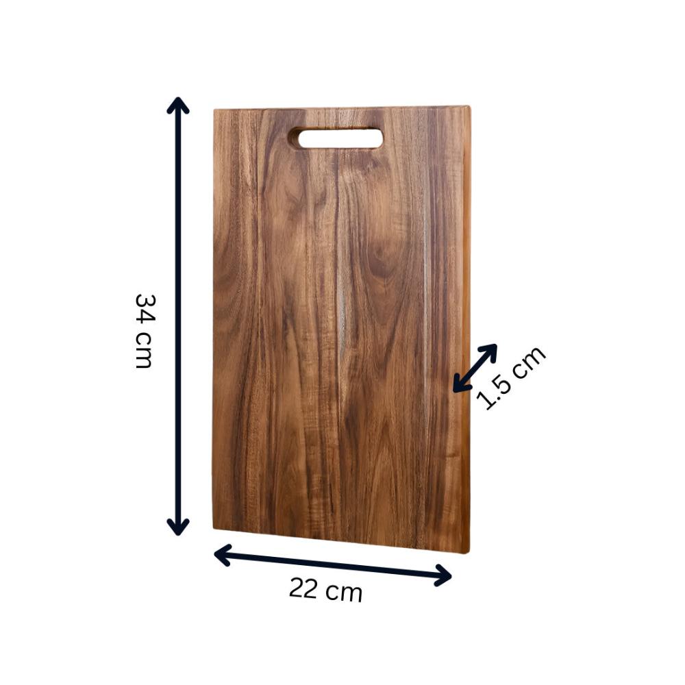 Solid Acacia Wood Cutting Board with Handle for Chopping and Serving
