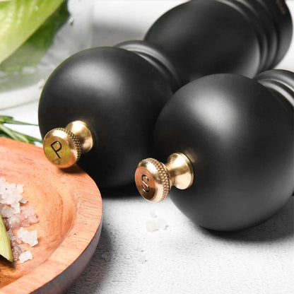 Solid Hardwood Pepper and Salt Mill Set with Smooth Polished Finish