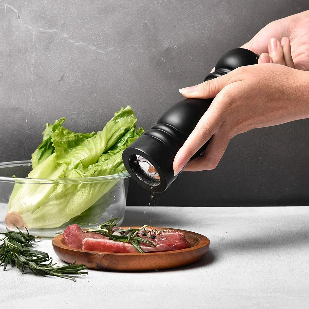 Solid Hardwood Pepper and Salt Mill Set with Smooth Polished Finish