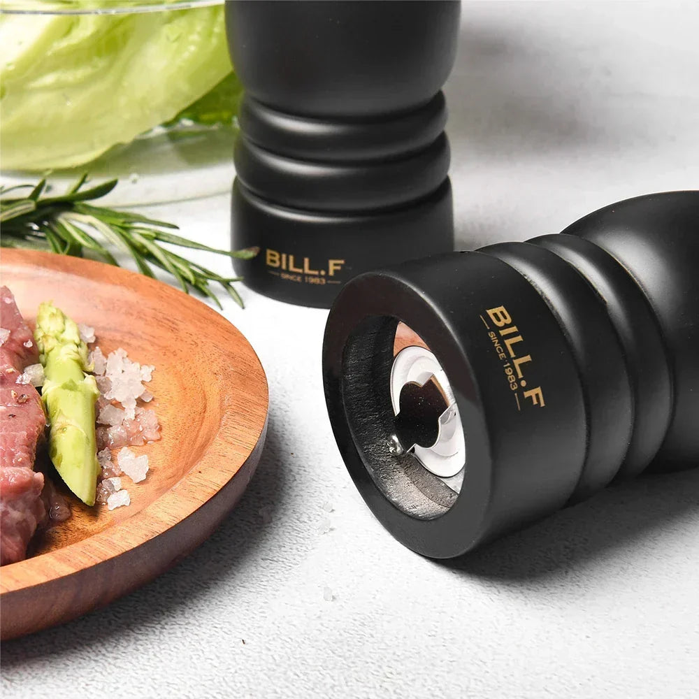 Solid Hardwood Pepper and Salt Mill Set with Smooth Polished Finish