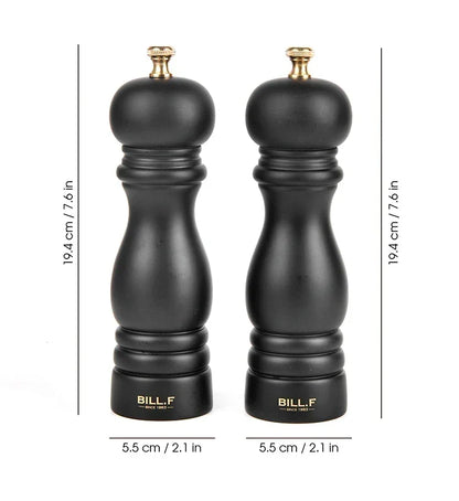 Solid Hardwood Pepper and Salt Mill Set with Smooth Polished Finish