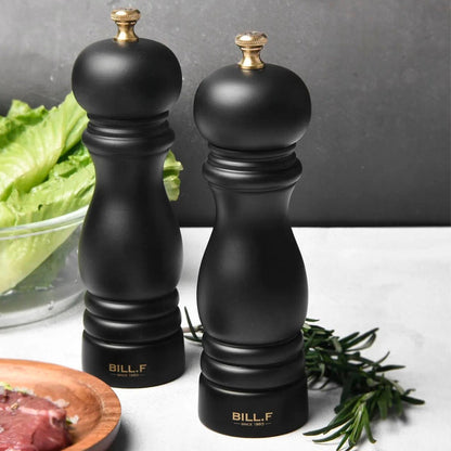 Solid Hardwood Pepper and Salt Mill Set with Smooth Polished Finish