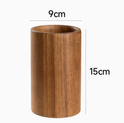 Solid Teak Kitchen Utensil Holder for Countertop Organization