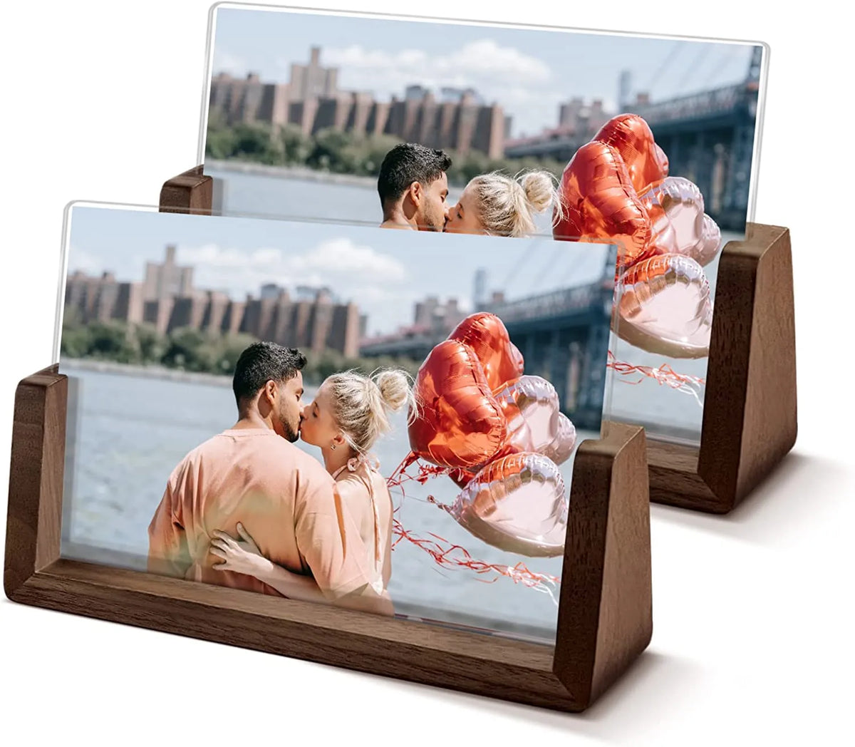 Solid Walnut Wood Picture Frame with Natural Dark Brown Finish for Photos and Home Decor
