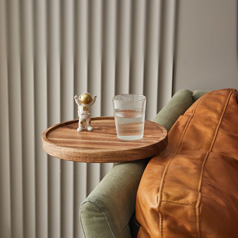 Solid Wood Clip-On Sofa Armrest Table for Drinks and Essentials