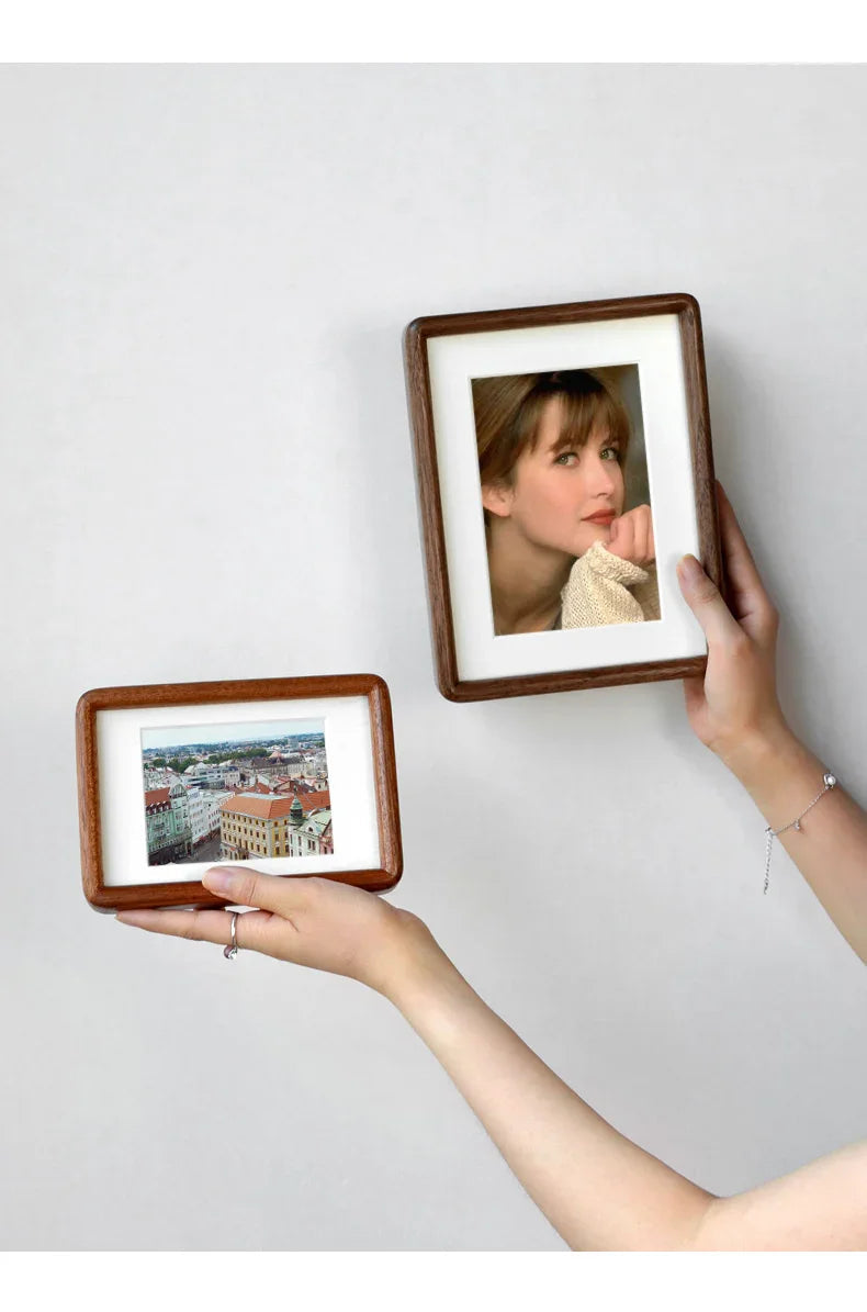 Solid Wood Photo Frame with Mount and Rounded Corners for Tabletop Display