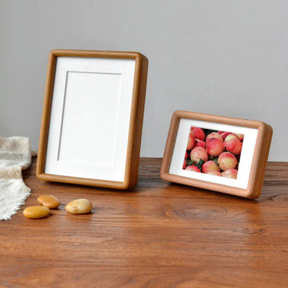 Solid Wood Photo Frame with Mount and Rounded Corners for Tabletop Display