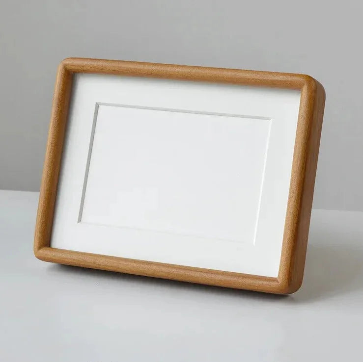 Solid Wood Photo Frame with Mount and Rounded Corners for Tabletop Display