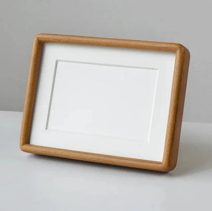 Solid Wood Photo Frame with Mount and Rounded Corners for Tabletop Display