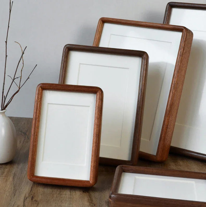 Solid Wood Photo Frame with Mount and Rounded Corners for Tabletop Display