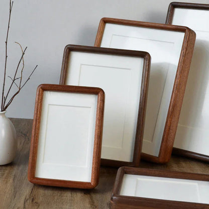 Solid Wood Photo Frame with Mount and Rounded Corners for Tabletop Display