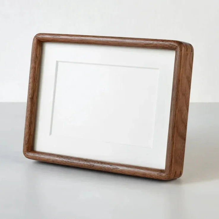 Solid Wood Photo Frame with Mount and Rounded Corners for Tabletop Display