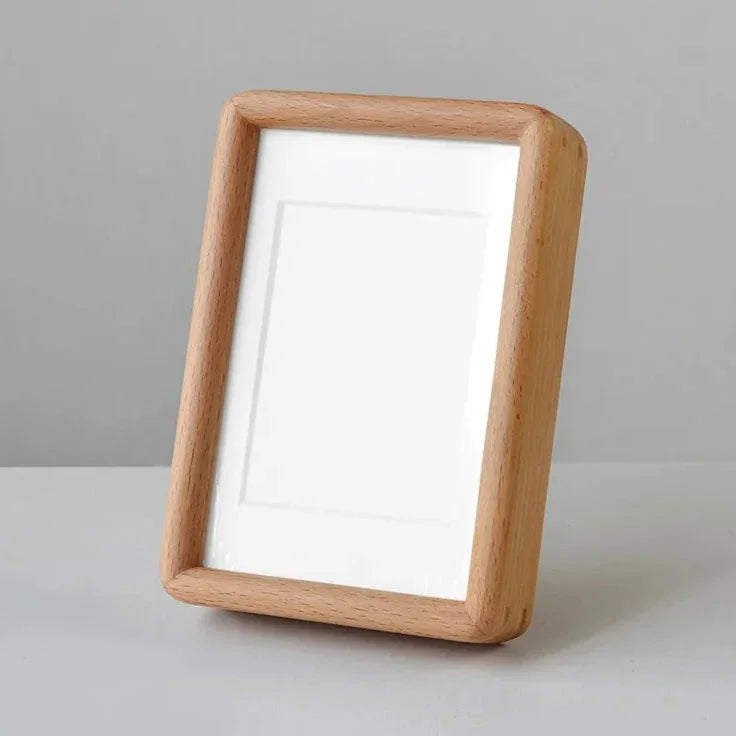 Solid Wood Photo Frame with Mount and Rounded Corners for Tabletop Display