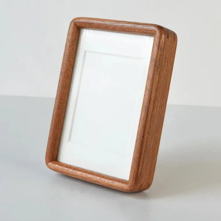 Solid Wood Photo Frame with Mount and Rounded Corners for Tabletop Display