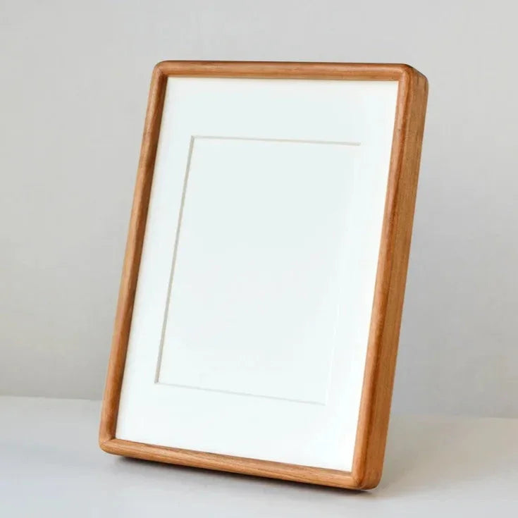 Solid Wood Photo Frame with Mount and Rounded Corners for Tabletop Display
