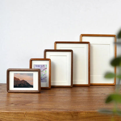 Solid Wood Photo Frame with Mount and Rounded Corners for Tabletop Display