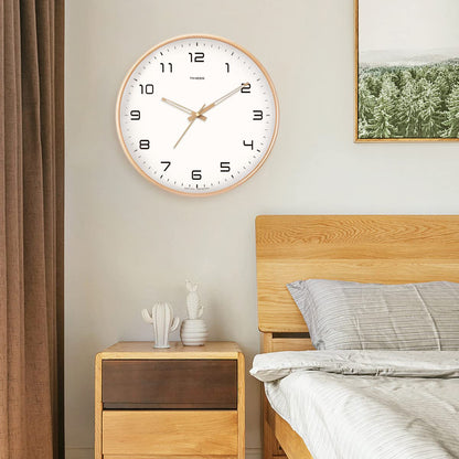 Solid Wood Wall Clock with Silent Movement and Minimalist Design