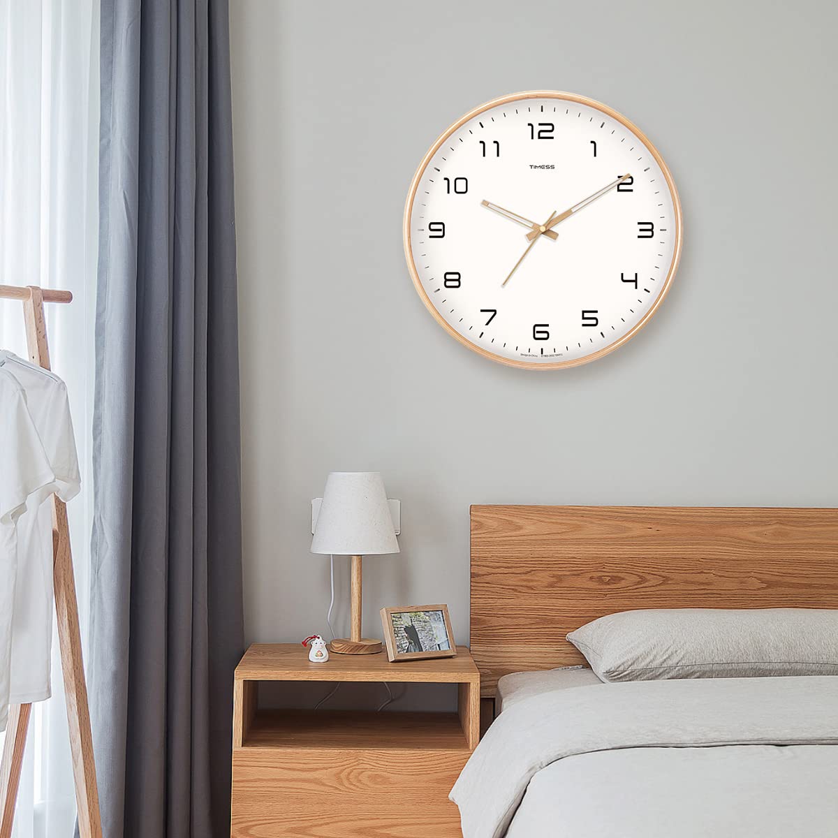 Solid Wood Wall Clock with Silent Movement and Minimalist Design