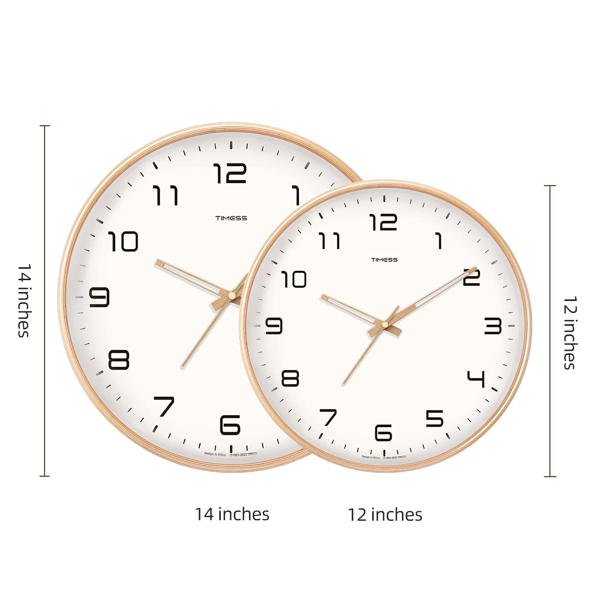 Solid Wood Wall Clock with Silent Movement and Minimalist Design